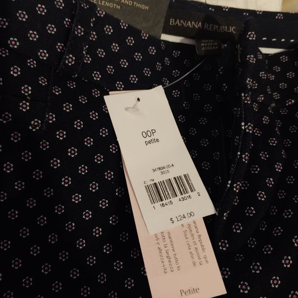 New with tags! Banana Republic Sloan Pant in Navy Print (Flower Polka Dots) 00P - Picture 6 of 7